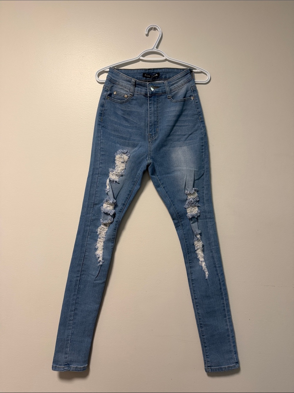 NEW Fashion Nova Medium Blue Ripped High-Rise Skinny Jeans